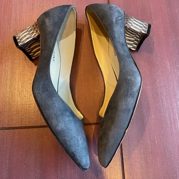 Sarah Flint Emma suede pumps with snakeskin