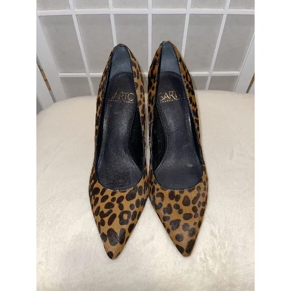 Sarto Franco Sarto Leopard Haircalf Pumps Size 6M Brown Black Pointed Toe