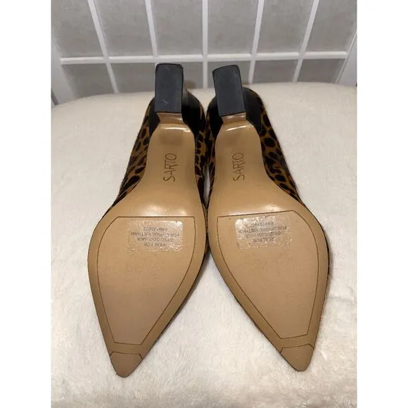 Sarto Franco Sarto Leopard Haircalf Pumps Size 6M Brown Black Pointed Toe