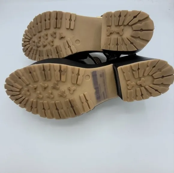 SAVERIO DI RICCI One-Band Glitter Tractor Wedge Sandals Shoes Size 7 US