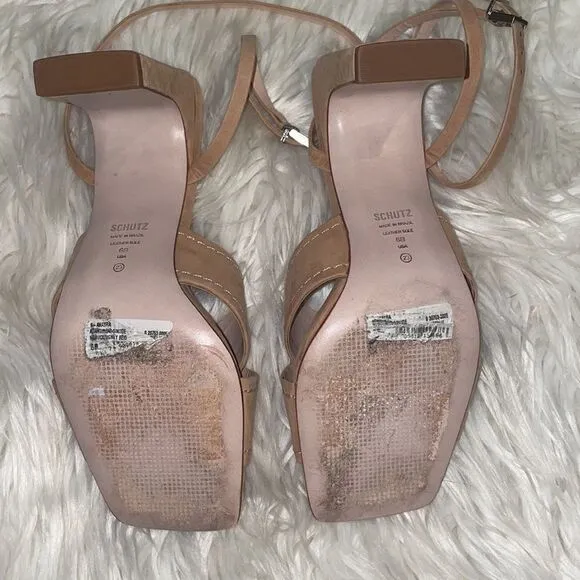 Schutz Anayra Nubuck Honey Beige Sandals