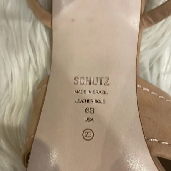 Schutz Anayra Nubuck Honey Beige Sandals