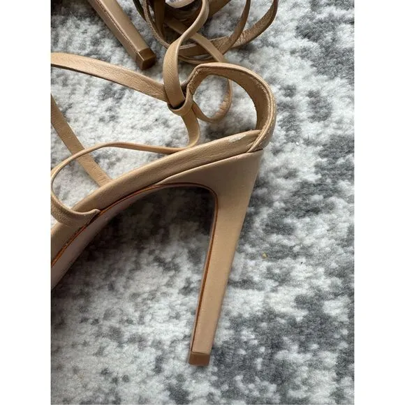 SCHUTZ BRYCE NAPPA  Beige/Nude Strappy Leather Heeled Sandal Pump