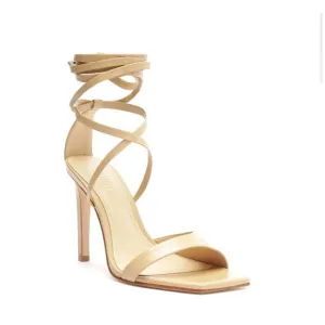 SCHUTZ BRYCE NAPPA  Beige/Nude Strappy Leather Heeled Sandal Pump