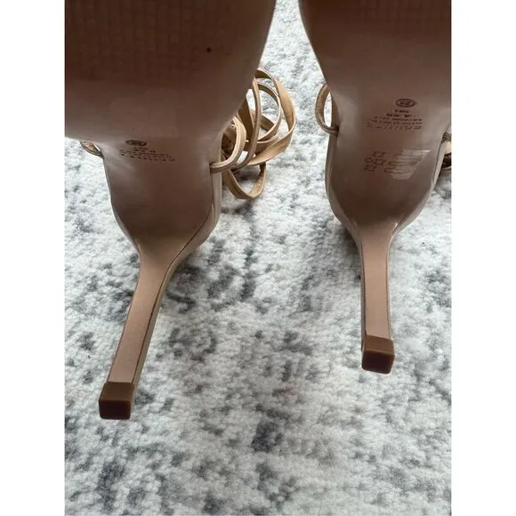 SCHUTZ BRYCE NAPPA  Beige/Nude Strappy Leather Heeled Sandal Pump