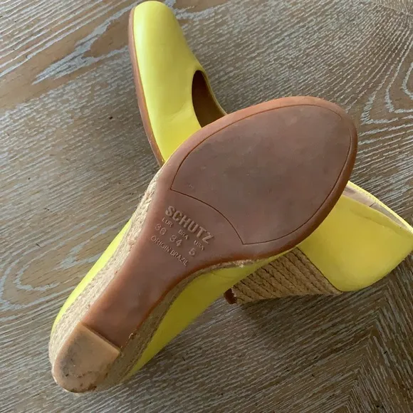 SCHUTZ Espadrille Leather Wedge Pumps Shoes 5