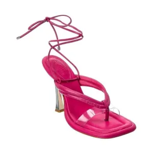 Schutz Meghan Ankle Tie Sandals / Shoes Womens 8M Hot Pink / TRANSPARENT - NIB