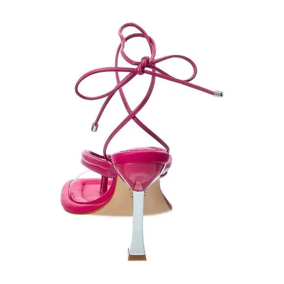 Schutz Meghan Ankle Tie Sandals / Shoes Womens 8M Hot Pink / TRANSPARENT - NIB