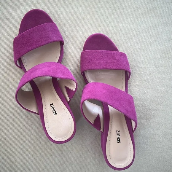 Schutz Rashne Double Strap Suede Sandals