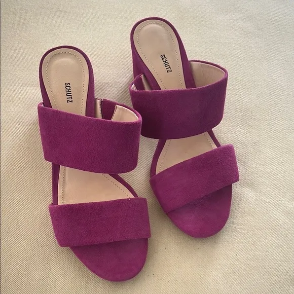 Schutz Rashne Double Strap Suede Sandals