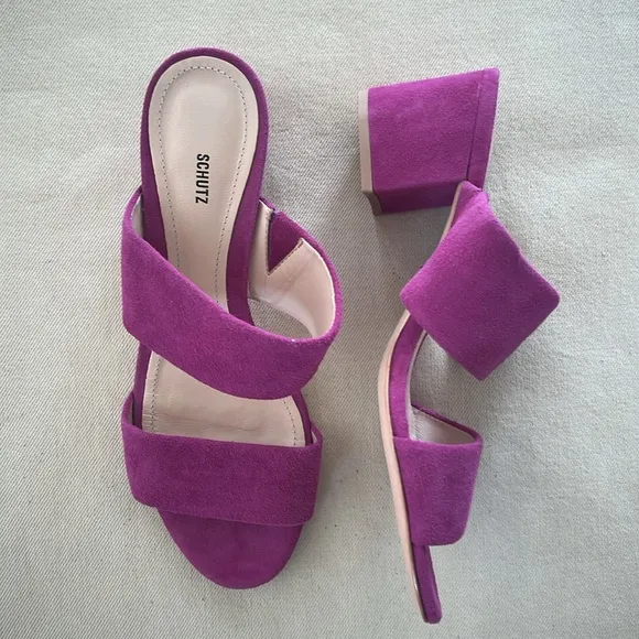 Schutz Rashne Double Strap Suede Sandals