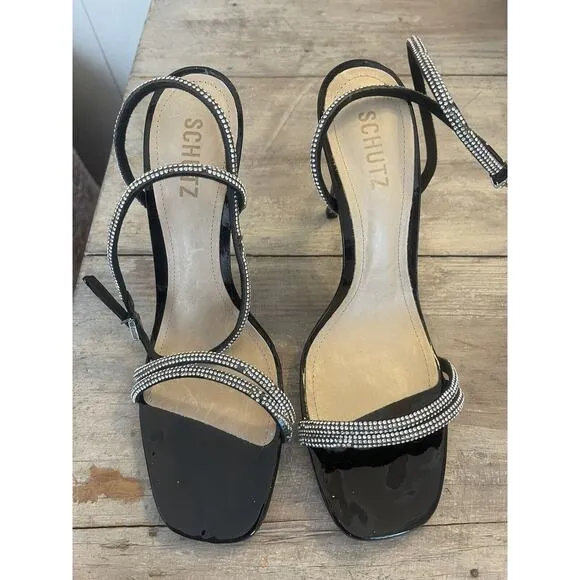 Schutz Womens Altina Glam Black Dressy Heels Shoes 11 NEW!