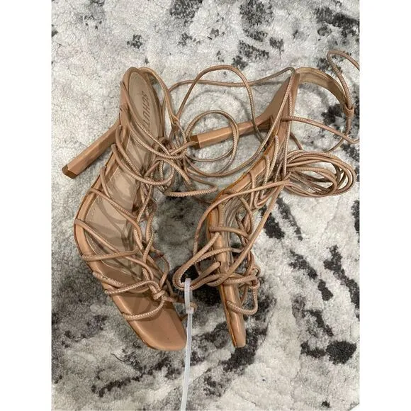 SCHUTZ Heyde Nappa Leather Strappy Heeled Sandal