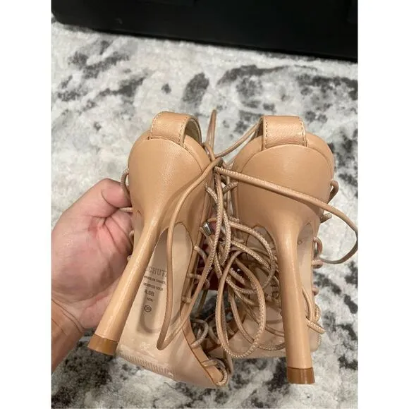 SCHUTZ Heyde Nappa Leather Strappy Heeled Sandal