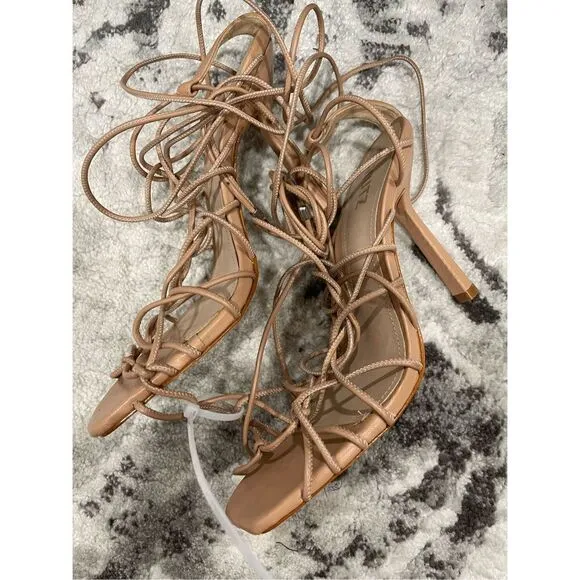 SCHUTZ Heyde Nappa Leather Strappy Heeled Sandal