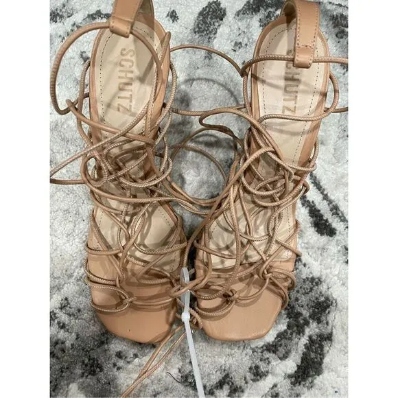 SCHUTZ Heyde Nappa Leather Strappy Heeled Sandal