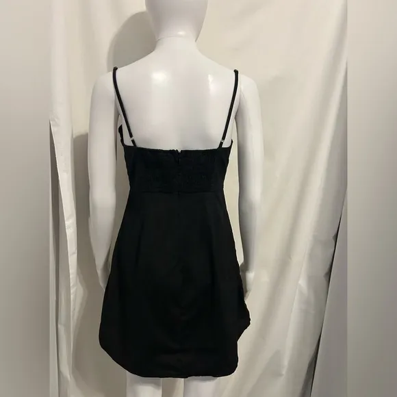 Selfie Sz M Floral Colorful Embroidery Black Boho Chic Mini Dress Festival Party