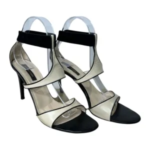 Sergio Rossi Black and Cream Leather Women's Heels Sz 40