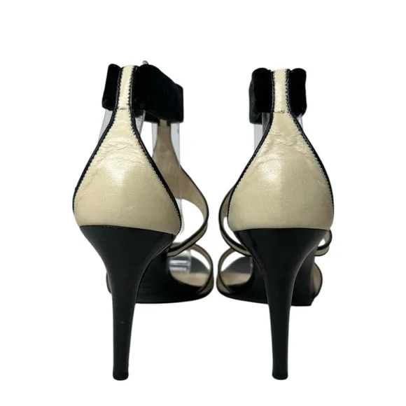 Sergio Rossi Black and Cream Leather Women's Heels Sz 40