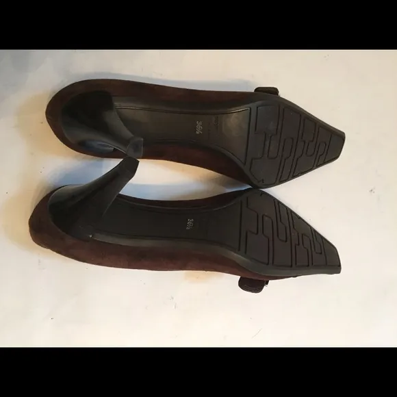SERGIO ROSSI HEELS PUMPS BROWN SUEDE LEATHER SHOES ITALY 36.5 6.5 POINTED TOE