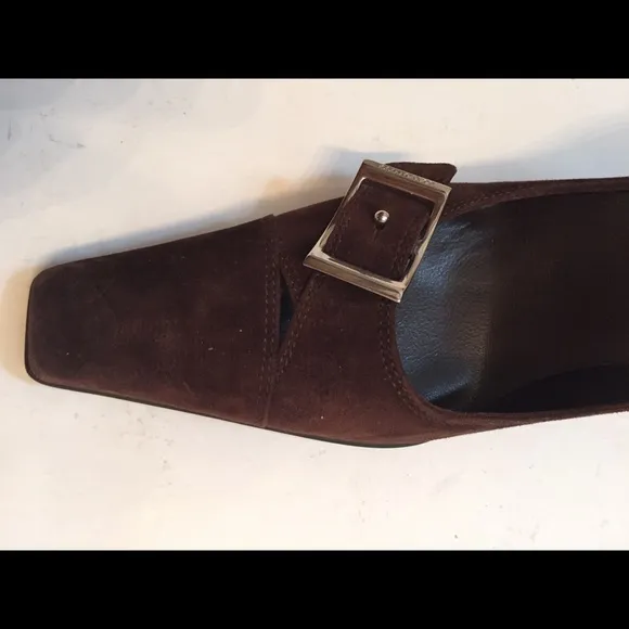 SERGIO ROSSI HEELS PUMPS BROWN SUEDE LEATHER SHOES ITALY 36.5 6.5 POINTED TOE