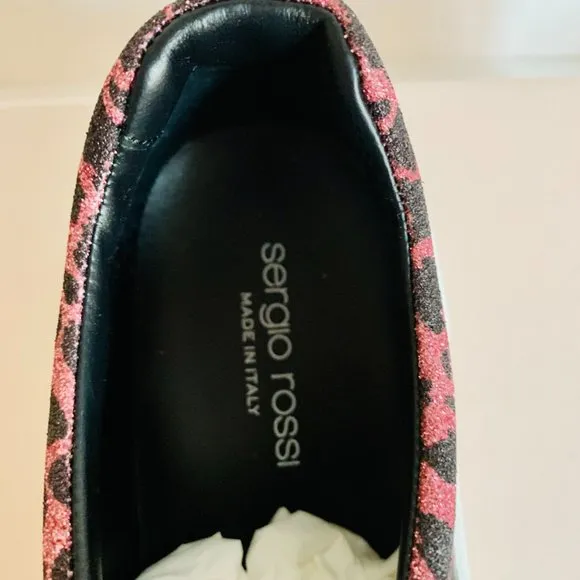 SERGIO ROSSI SHOES SR1 ADDICT GLITTER OCELOT NEW IN BOX W DUST BAG MADE IN ITALY