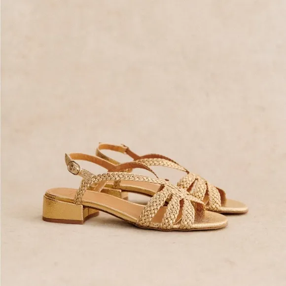 Sezane Elegant Gold Braided Women's Sandals