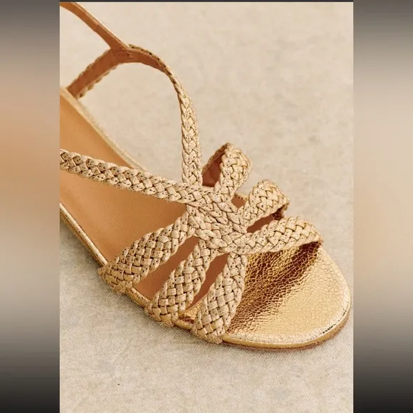 Sezane Elegant Gold Braided Women's Sandals