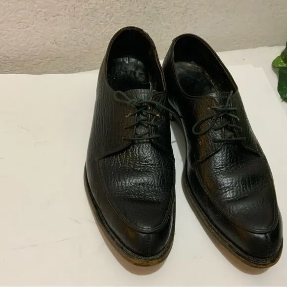 Shark Grain Cowhide Black Leather Dress Shoes Men’s 8.5 D
