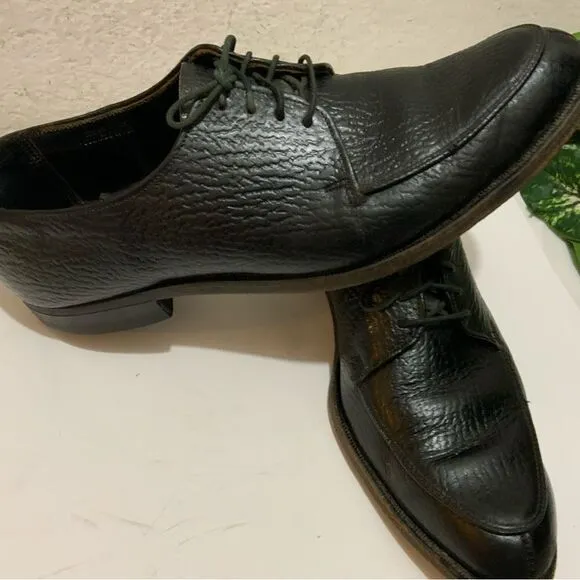 Shark Grain Cowhide Black Leather Dress Shoes Men’s 8.5 D