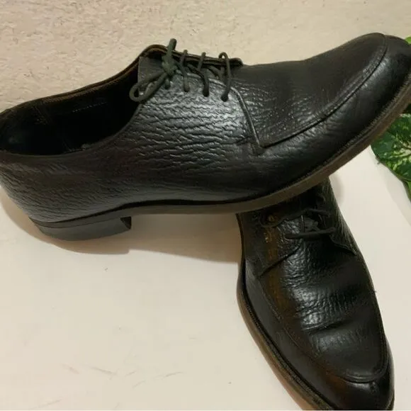 Shark Grain Cowhide Black Leather Dress Shoes Men’s 8.5 D