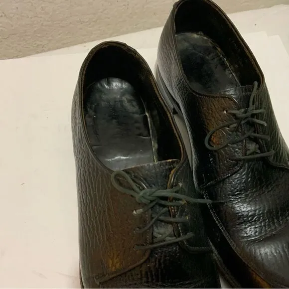 Shark Grain Cowhide Black Leather Dress Shoes Men’s 8.5 D