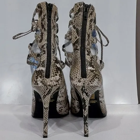 💥SHOWSTOPPER SHOE!💥Jeffrey Campbell Hierro Python Leather Lace-Up Stilettos
