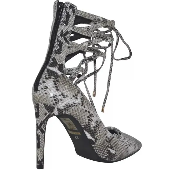 💥SHOWSTOPPER SHOE!💥Jeffrey Campbell Hierro Python Leather Lace-Up Stilettos