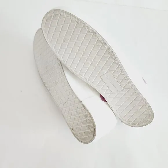 Sincerely Jules White Sneakers with Pink Metallic Hearts Faux Leather Size 9.5