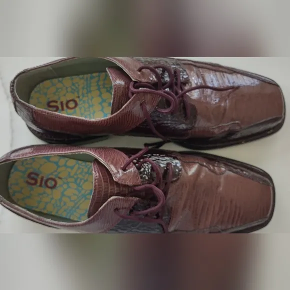 SIO Men's Burgundy Faux Leather Dress Shoes