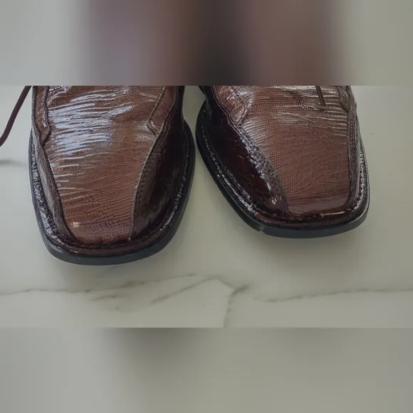 SIO Men's Burgundy Faux Leather Dress Shoes