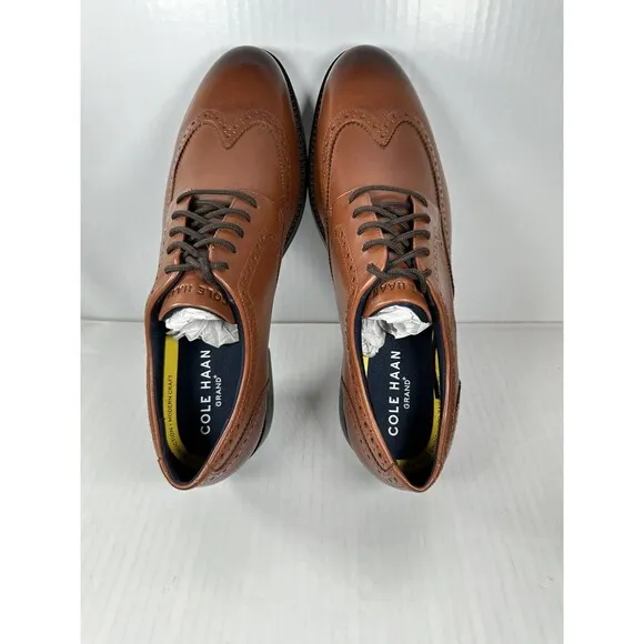 Size 11 Mens Cole Haan Grand  British Tan Dress Wingtip Oxford Shoes C37330 NEW
