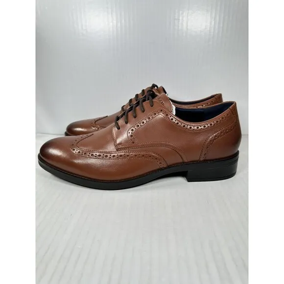 Size 11 Mens Cole Haan Grand  British Tan Dress Wingtip Oxford Shoes C37330 NEW
