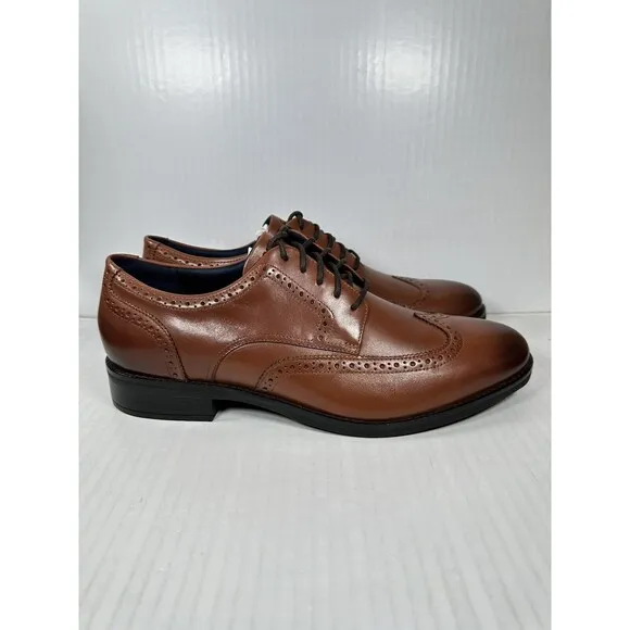 Size 11 Mens Cole Haan Grand  British Tan Dress Wingtip Oxford Shoes C37330 NEW