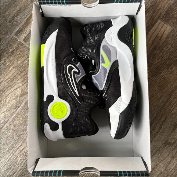 Size-12 Nike Mens KD Trey 5 X Basketball Shoes Black White Volt DD9538-007