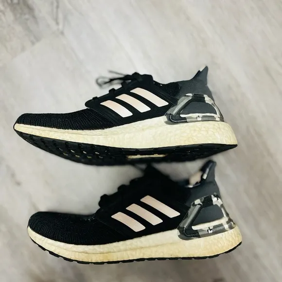 Size 8.5 womens - adidas UltraBoost 20 Black  shoes sneakers running