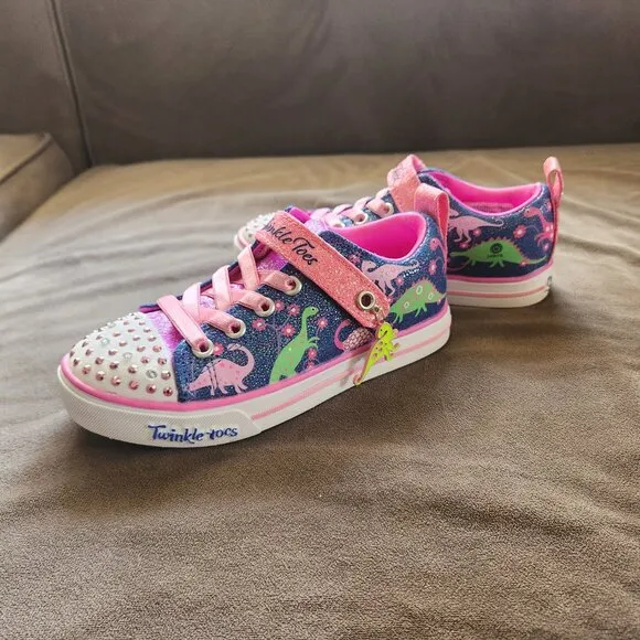 Skechers Twinkle Toes Light Up Dinosaur Charm Girl Shoes 11.5