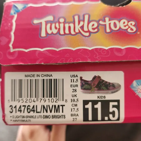 Skechers Twinkle Toes Light Up Dinosaur Charm Girl Shoes 11.5
