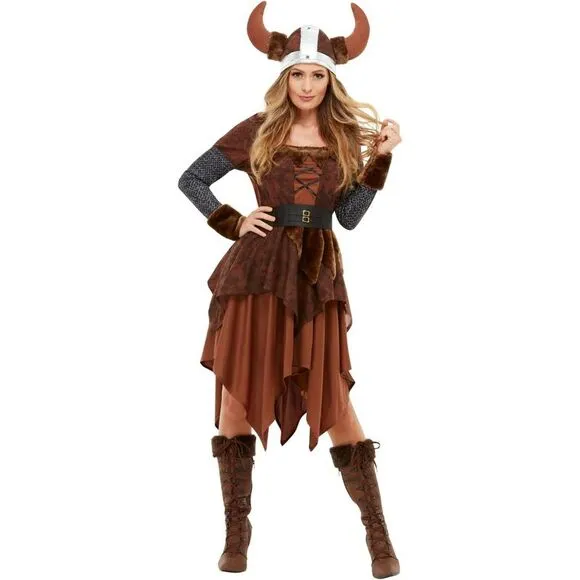 Smiffys Womens/Ladies Viking Barbarian Queen Costume Set / Brown