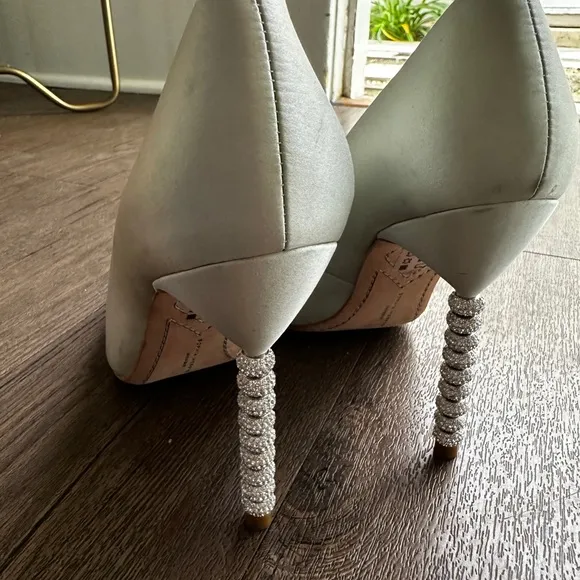 Sophia Webster Satin Crystal Heel Bridal Pumps White, Wifey For Lifey size 39.5
