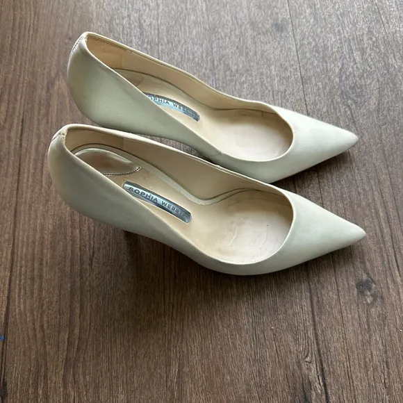 Sophia Webster Satin Crystal Heel Bridal Pumps White, Wifey For Lifey size 39.5