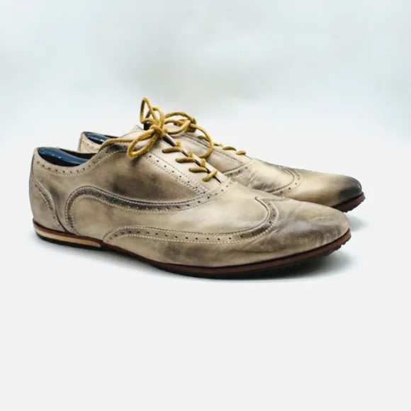 Sorel Shoes Mens 12.5 Gray Leather Wingtip Oxford Madson Brogue Dress Shoes