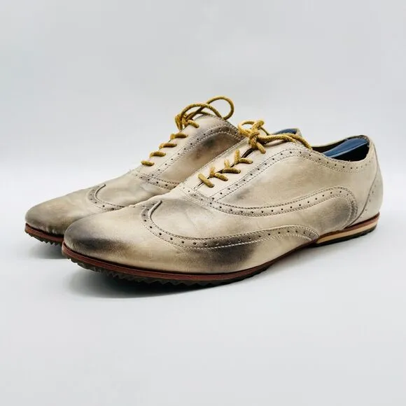 Sorel Shoes Mens 12.5 Gray Leather Wingtip Oxford Madson Brogue Dress Shoes