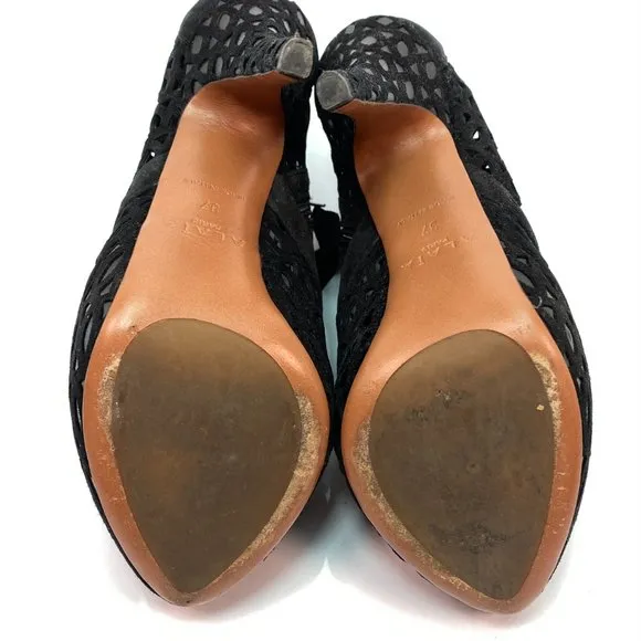 🌷❤️‍🔥SPRING SALE 🔥 FINAL PRICE🌷💥Alaia Black Suede Sandals Heels Pumps 37